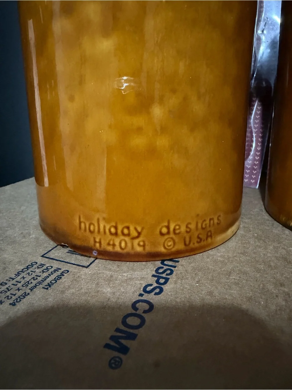 Vintage Holiday Designs Ceramic Canister Set 4 Pc MCM Mushroom Top Gold H4019